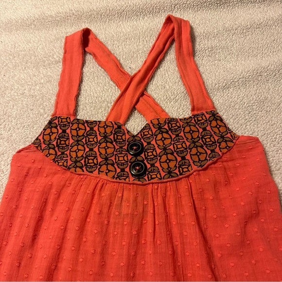 SCRAPBOOK Coral Pink Retro Swiss Dot Tank Top Tunic Boutique - Picture 5 of 12